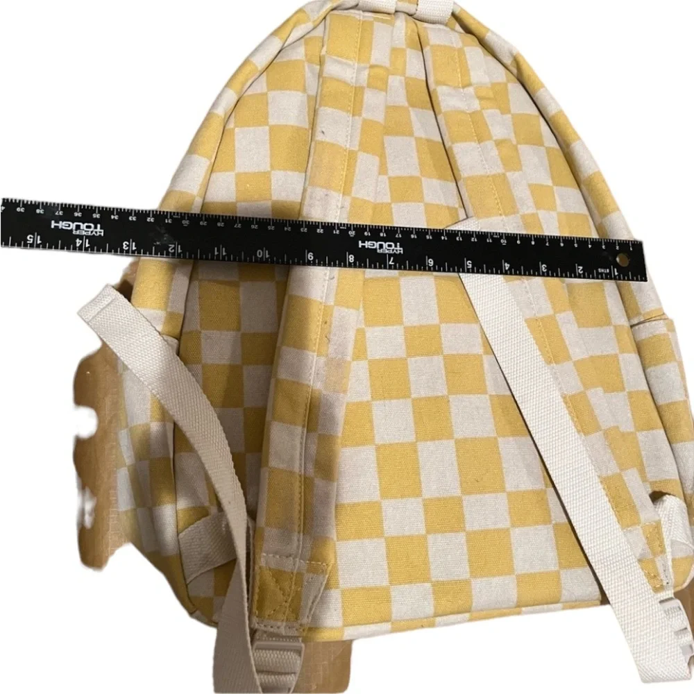 Wild Fable yellow & White check adjustable backpack with EarPods case
